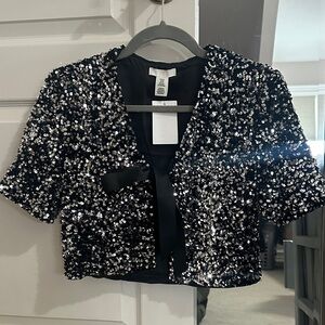 H&M Black and Silver Sequin Blazer